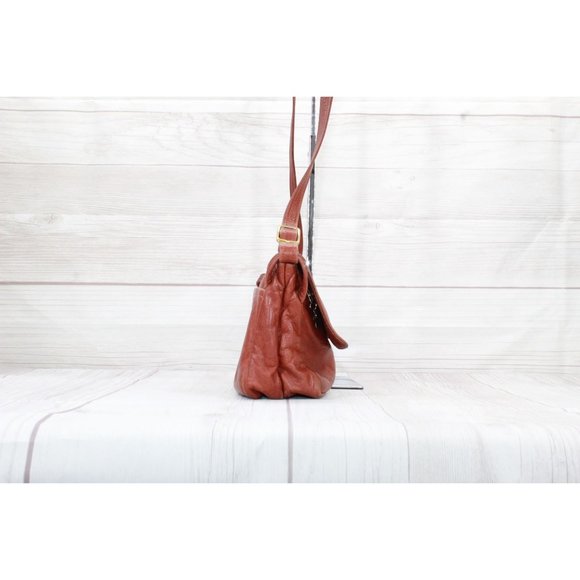 Beggar’s Pouch Brown Distressed Leather Flap Compartment Crossbody Bag - Picture 2 of 9